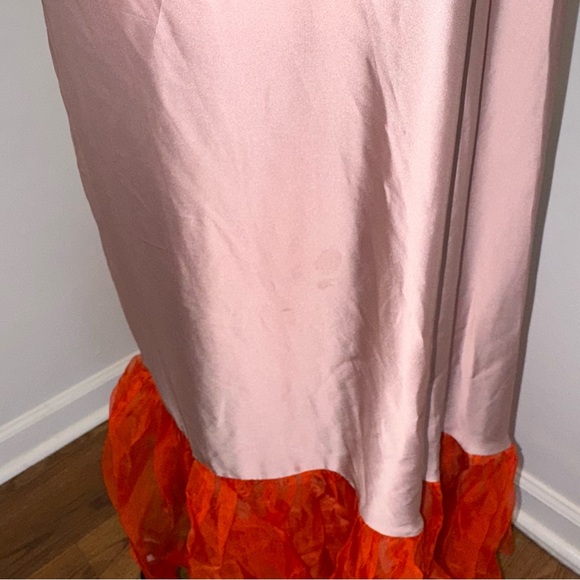Johanna Ortiz Women’s Size 6 Pink Orange Tulle Silk Strapless Dress Maxi Skirt - Picture 14 of 15